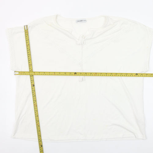 Gallery Women’s White XL Tunic Blouse with Tassel Tie Detail