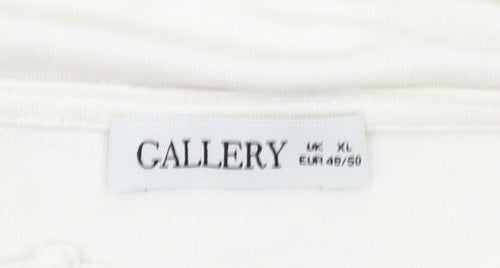 Gallery Women’s White XL Tunic Blouse with Tassel Tie Detail