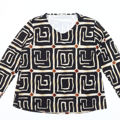 STRATEGGA Womens Multicoloured Geometric Long Sleeve Polyester Top Size 2XL