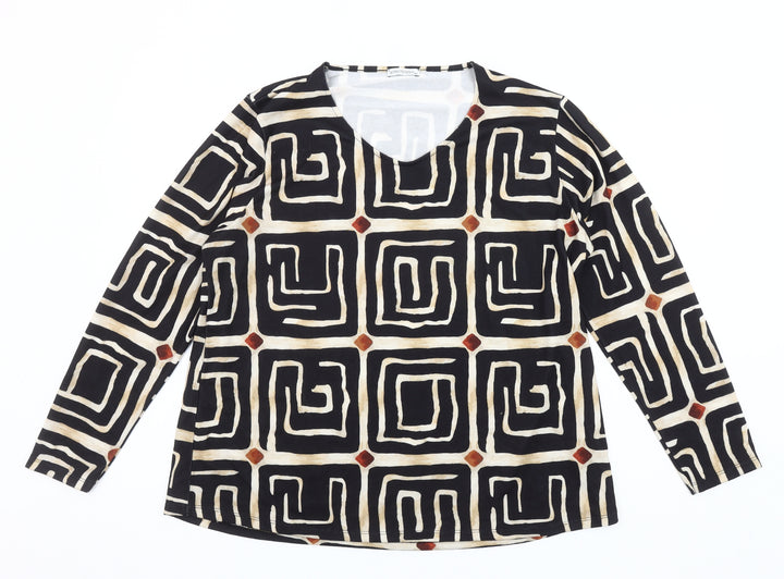 STRATEGGA Womens Multicoloured Geometric Long Sleeve Polyester Top Size 2XL