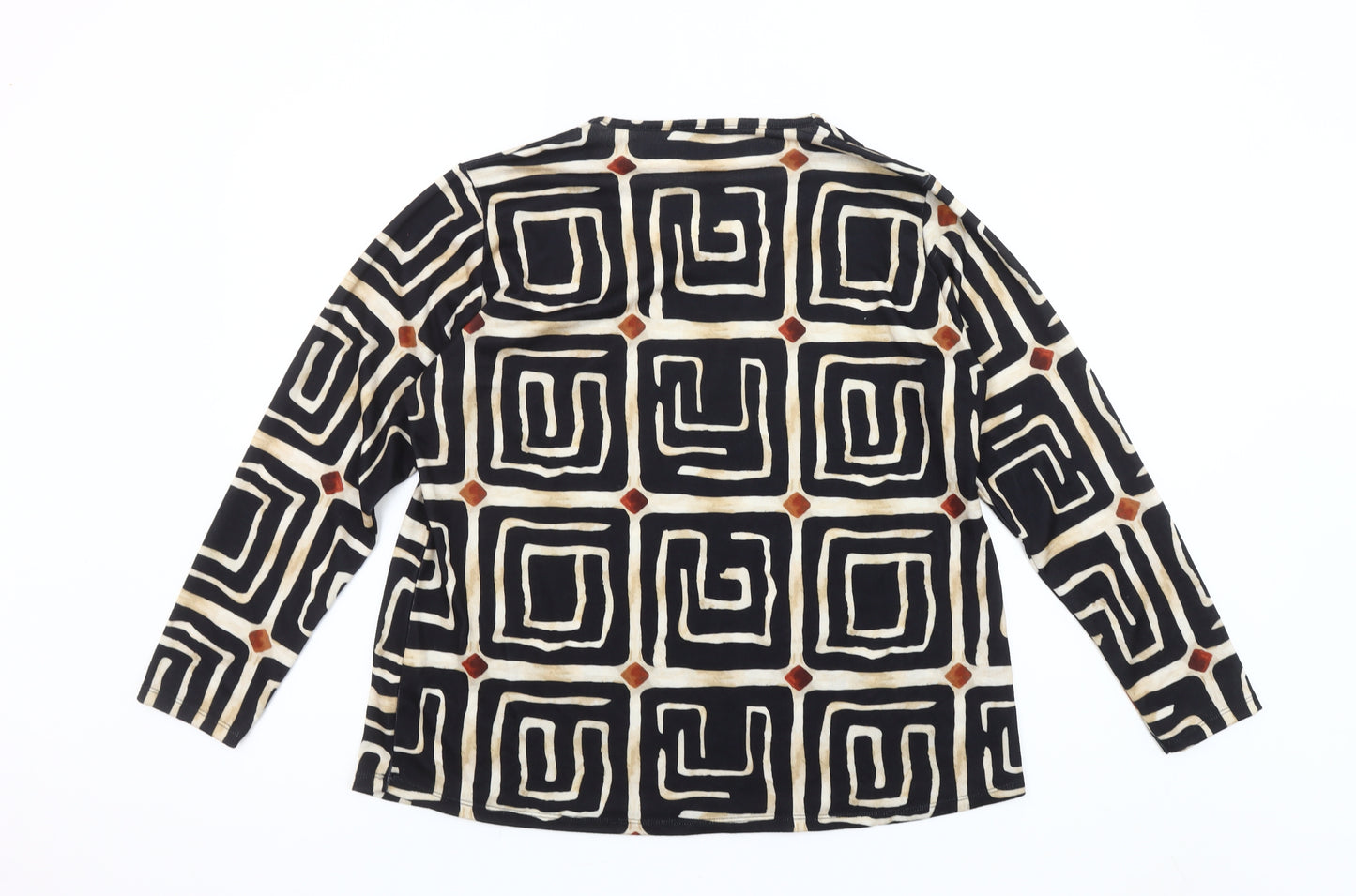 STRATEGGA Womens Multicoloured Geometric Long Sleeve Polyester Top Size 2XL