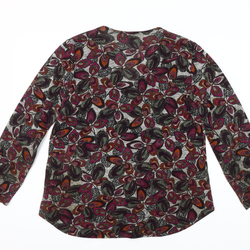 Sophie B Women Multicoloured Floral Studded V-Neck Tunic Blouse Size 14