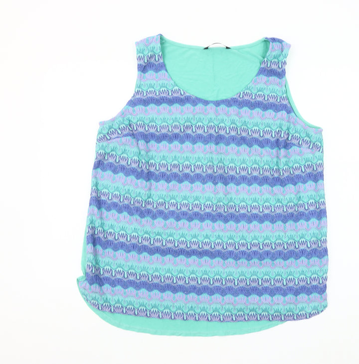 Dunnes Women’s Lilac Patterned Sleeveless Tank Top Size 20 Polyester Blend