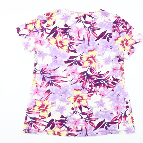 Dunnes Stores Womens Multicoloured Floral Crochet Neck Tunic T-Shirt Size 20
