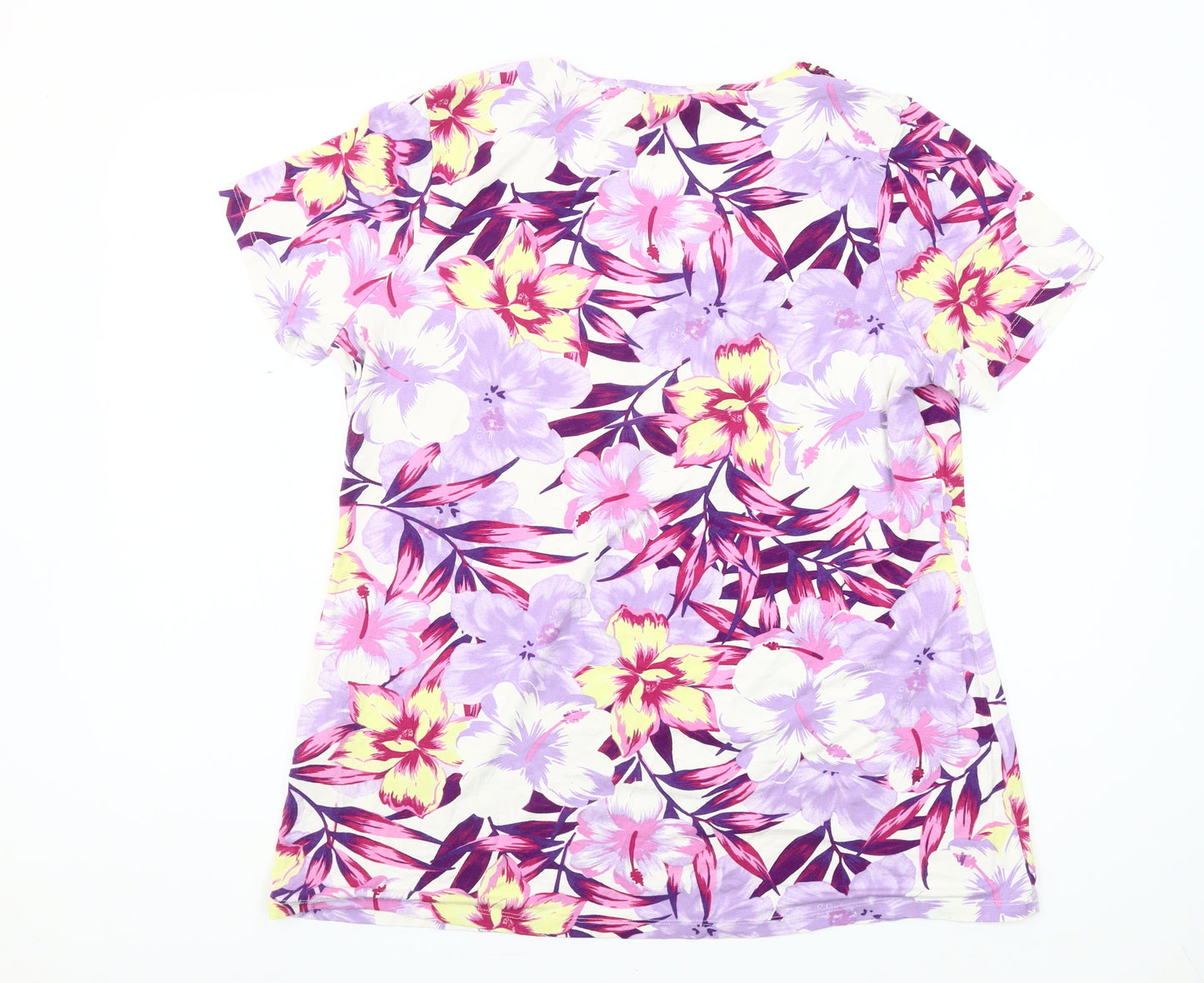 Dunnes Stores Womens Multicoloured Floral Crochet Neck Tunic T-Shirt Size 20