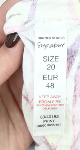 Dunnes Stores Womens Multicoloured Floral Crochet Neck Tunic T-Shirt Size 20