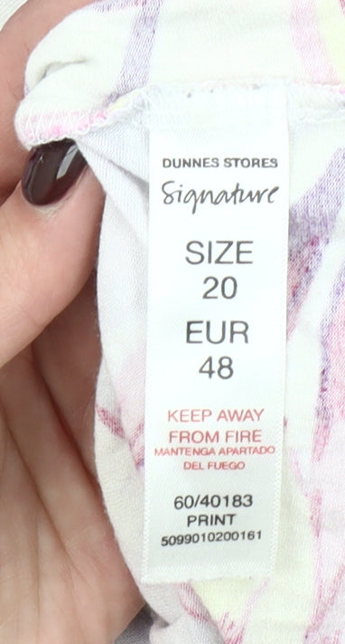 Dunnes Stores Womens Multicoloured Floral Crochet Neck Tunic T-Shirt Size 20