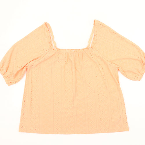 Simply Be Women’s Orange Eyelet Lace Tunic Blouse Size 12