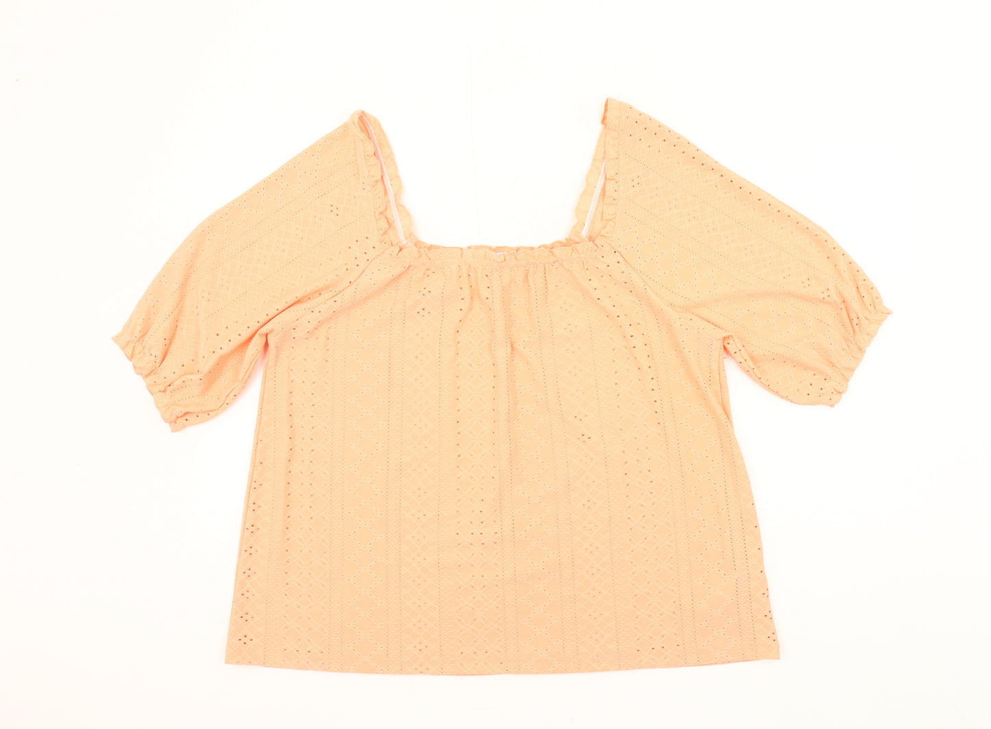 Simply Be Women’s Orange Eyelet Lace Tunic Blouse Size 12
