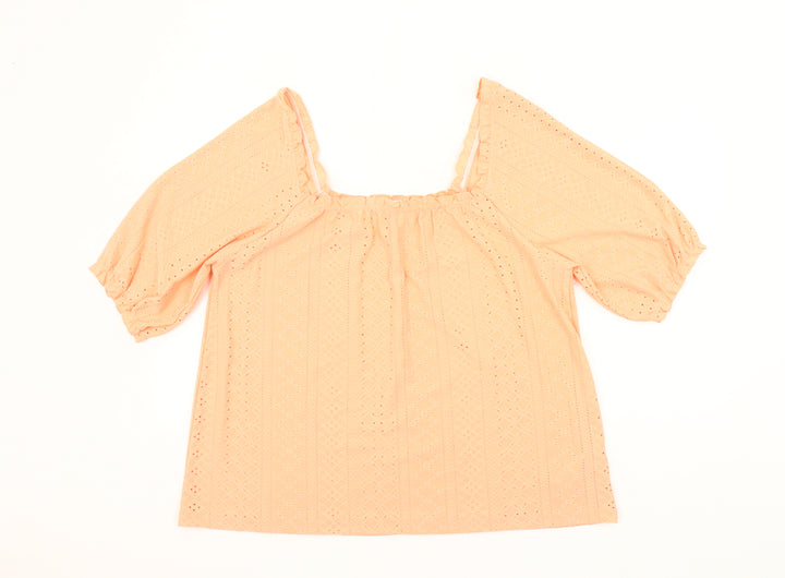 Simply Be Women’s Orange Eyelet Lace Tunic Blouse Size 12