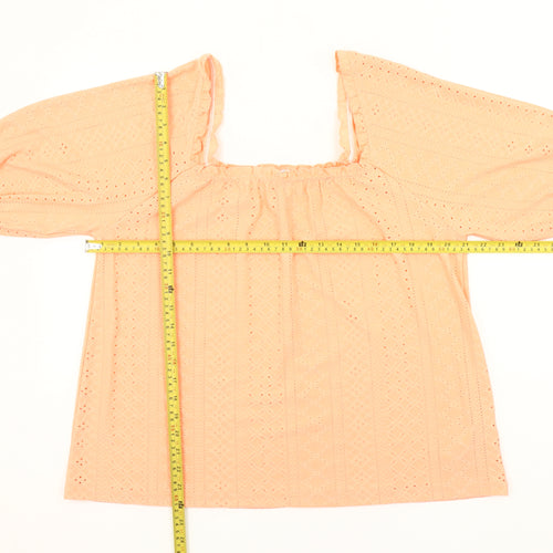 Simply Be Women’s Orange Eyelet Lace Tunic Blouse Size 12