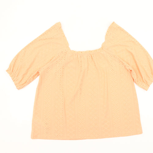 Simply Be Women’s Orange Eyelet Lace Tunic Blouse Size 12