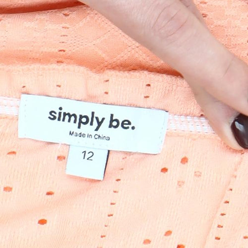 Simply Be Women’s Orange Eyelet Lace Tunic Blouse Size 12