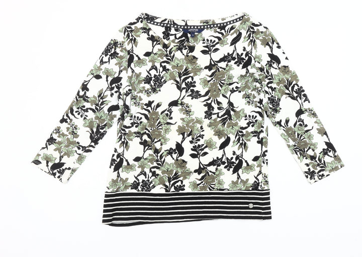 Maine New England Womens Multicoloured Floral Cotton 3/4 Sleeve T-Shirt Size 14