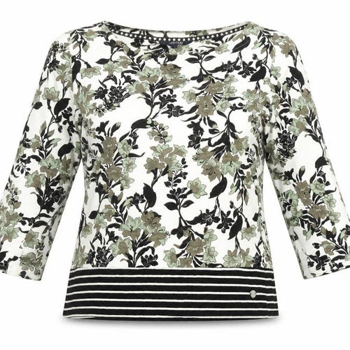 Maine New England Womens Multicoloured Floral Cotton 3/4 Sleeve T-Shirt Size 14