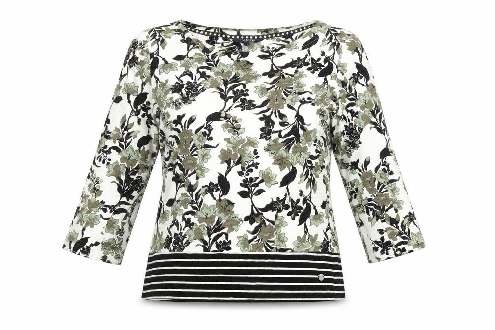 Maine New England Womens Multicoloured Floral Cotton 3/4 Sleeve T-Shirt Size 14