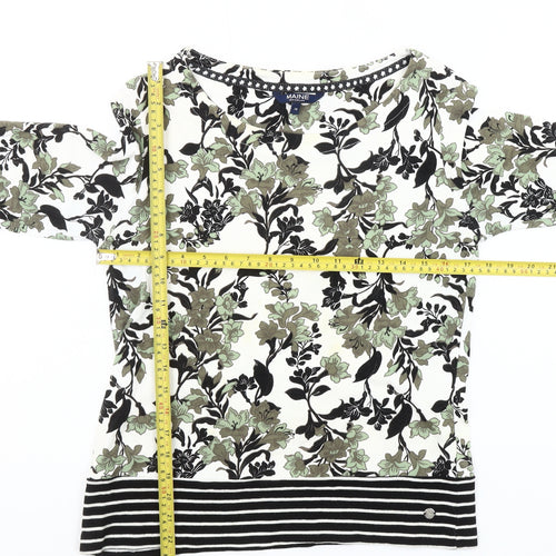 Maine New England Womens Multicoloured Floral Cotton 3/4 Sleeve T-Shirt Size 14
