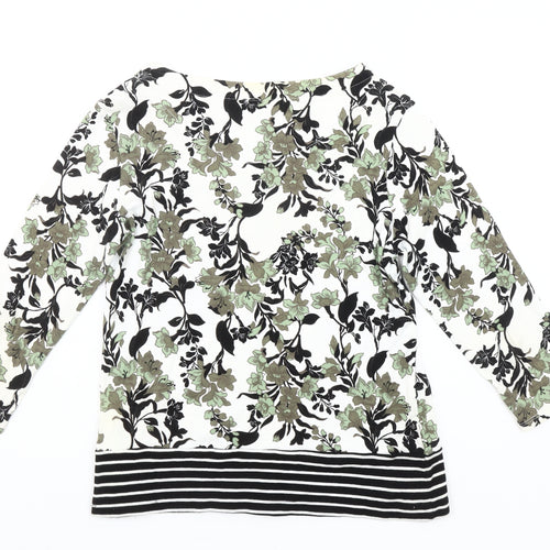 Maine New England Womens Multicoloured Floral Cotton 3/4 Sleeve T-Shirt Size 14