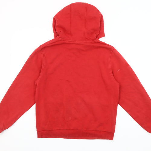 Nike Red Pullover Hoodie Unisex Kids 13-14 Years Fleece Cotton Blend