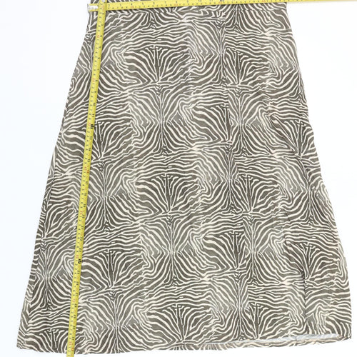PrettyLittleThing Women Brown Animal Print A-Line Skirt Size 16
