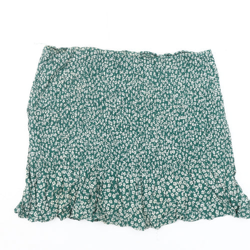 H&M Divided Women's Green Floral A-Line Short Skirt Size L