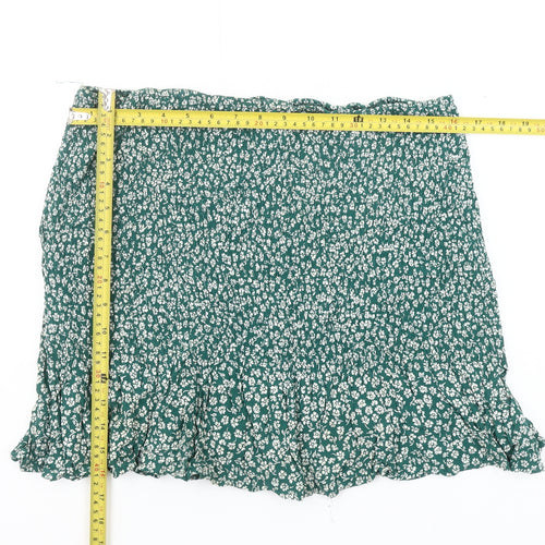 H&M Divided Women's Green Floral A-Line Short Skirt Size L