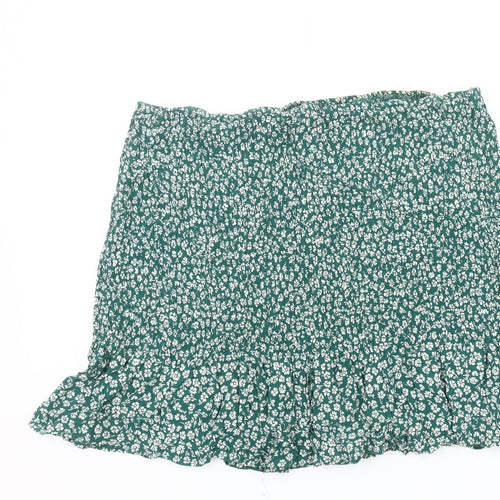 H&M Divided Women's Green Floral A-Line Short Skirt Size L