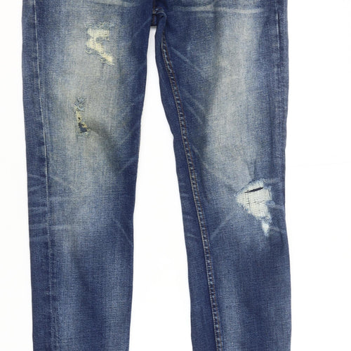 Denim Co. Men's Blue Slim Fit Distressed Skinny Jeans 30x32