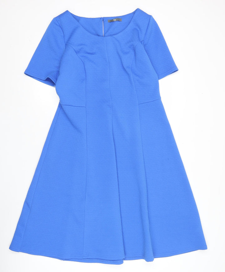 BHS Women’s Blue Fit & Flare Knee Length Dress Size 16