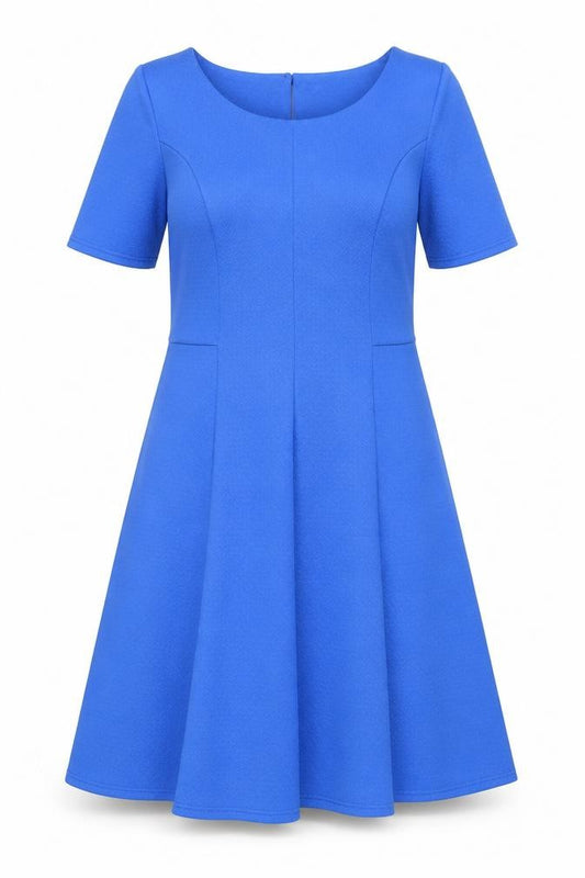 Front view of BHS Women’s Blue Fit & Flare Knee Length Dress, size UK 16