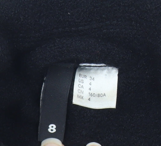 H&M Divided Women's Grey Wool Biker Jacket Size 8 Cropped Zip Style