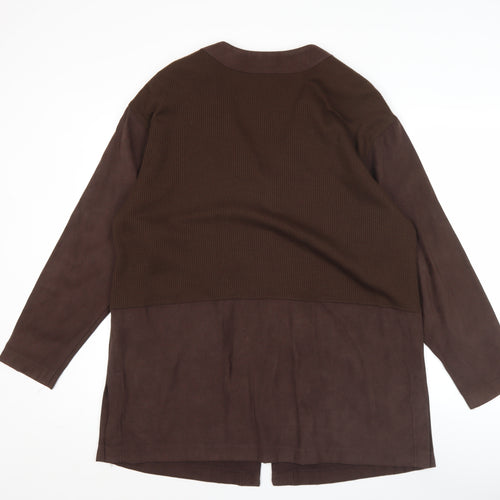 Verse Womens Brown Wool Blend Zip Up Mid-Length Jacket Size 16
