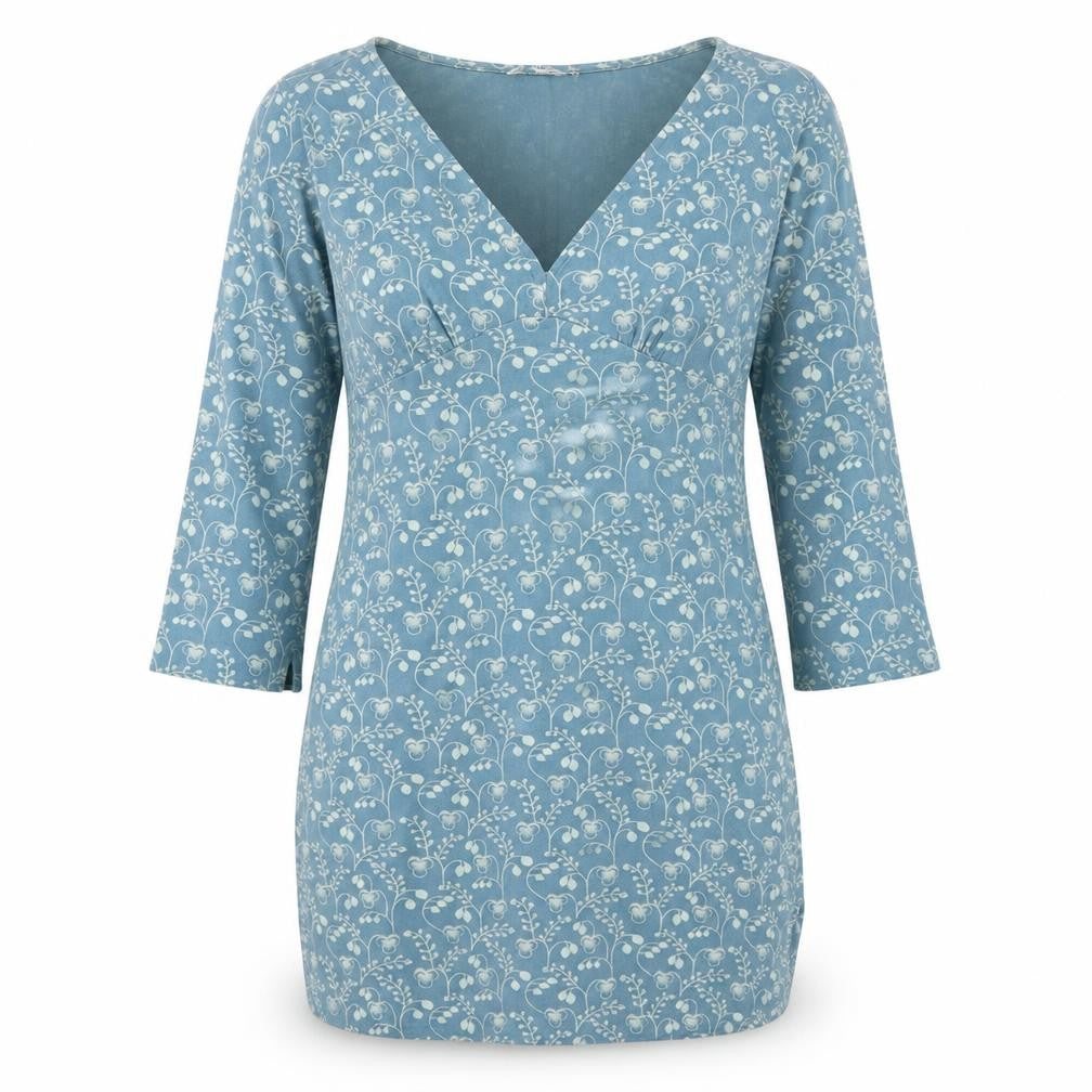 White Stuff Blue Floral Jersey V-Neck Shift Dress Women Size 12