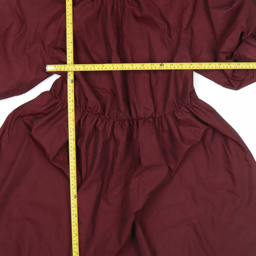 ASOS DESIGN Women's Red A-Line Puff Sleeve Short Dress Size 10