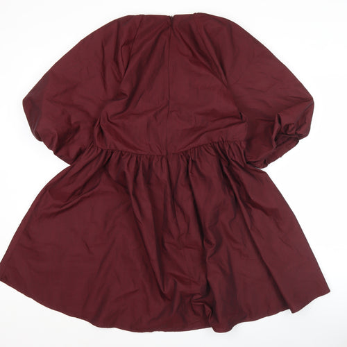 ASOS DESIGN Women's Red A-Line Puff Sleeve Short Dress Size 10