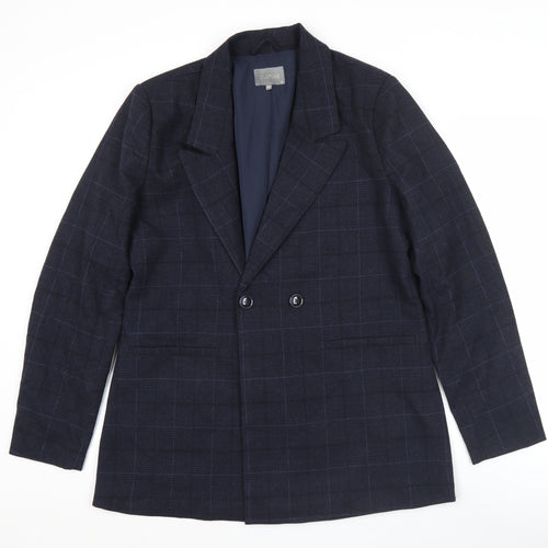 Culture Men's Blue Check Double-Breasted Blazer Jacket Size 40 L
