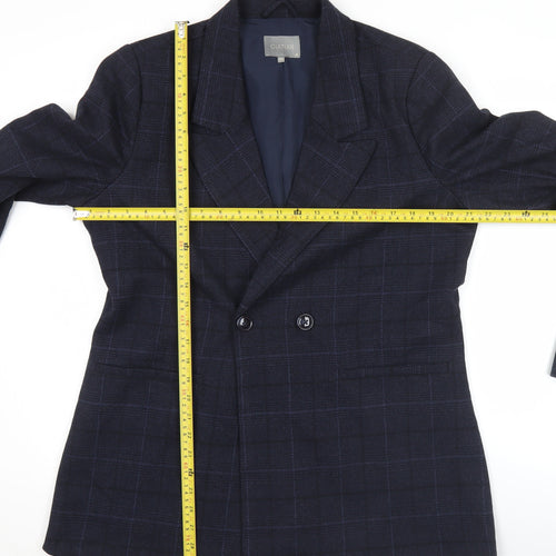 Culture Men's Blue Check Double-Breasted Blazer Jacket Size 40 L