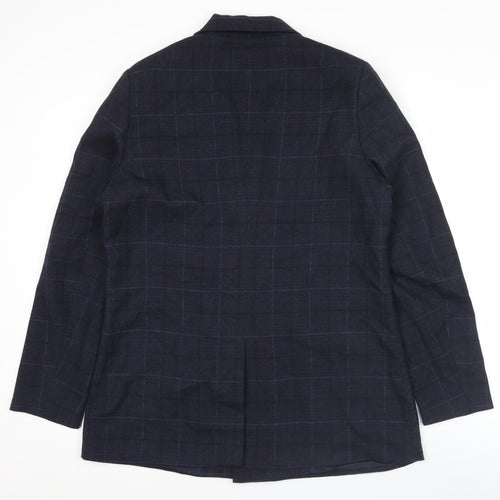 Culture Men's Blue Check Double-Breasted Blazer Jacket Size 40 L