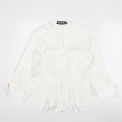 Coercion London Women's White Cotton Tunic Blouse S 3/4 Sleeve