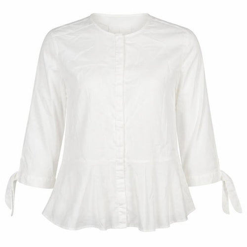 Coercion London Women's White Cotton Tunic Blouse S 3/4 Sleeve