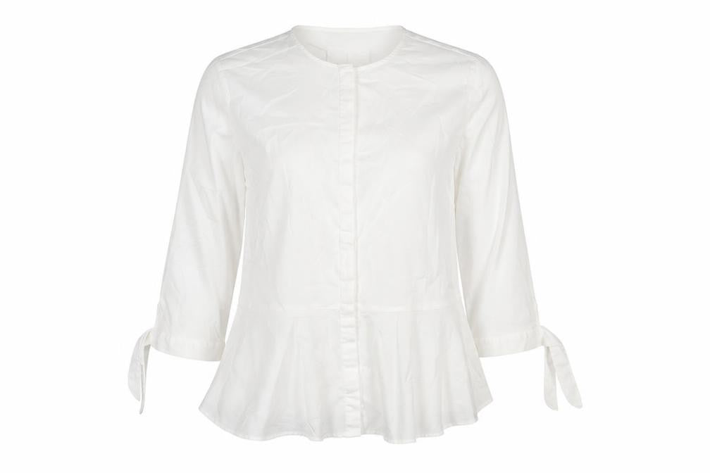 Coercion London Women's White Cotton Tunic Blouse S 3/4 Sleeve