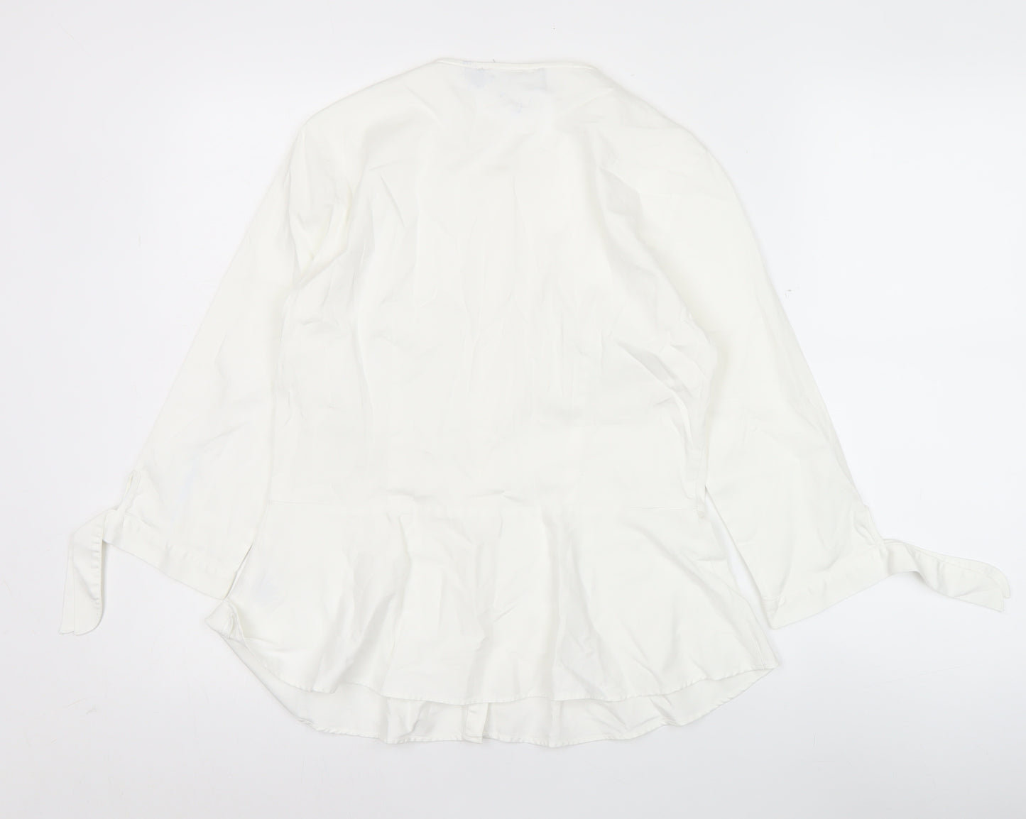 Coercion London Women's White Cotton Tunic Blouse S 3/4 Sleeve