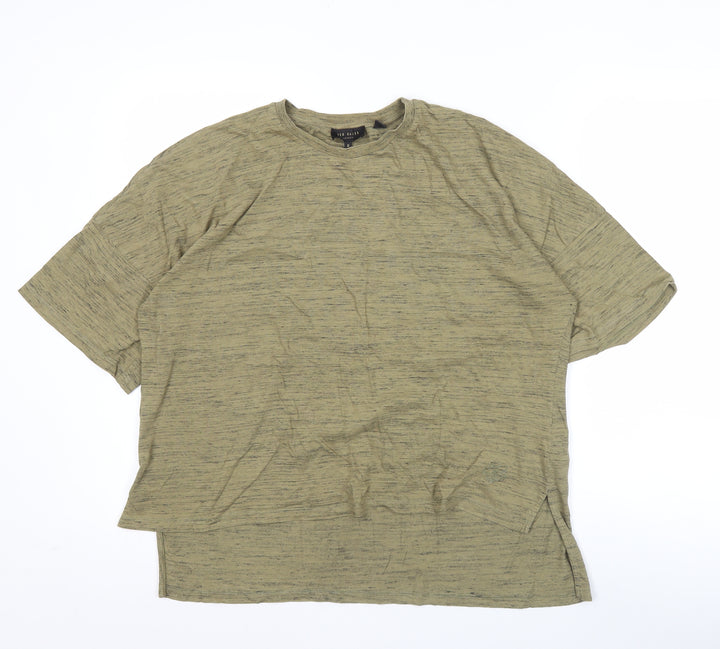 Ted Baker Women’s Green Relaxed Cotton Blend Short Sleeve T-Shirt Size 10