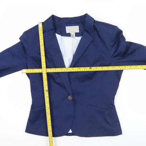 H&M Women Blue Size 10 Slim Fit Single-Breasted Blazer Jacket