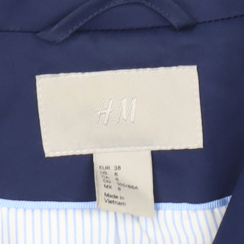 H&M Women Blue Size 10 Slim Fit Single-Breasted Blazer Jacket