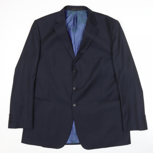Marks and Spencer Men's Navy Pinstripe Wool Blend Suit Jacket 46L