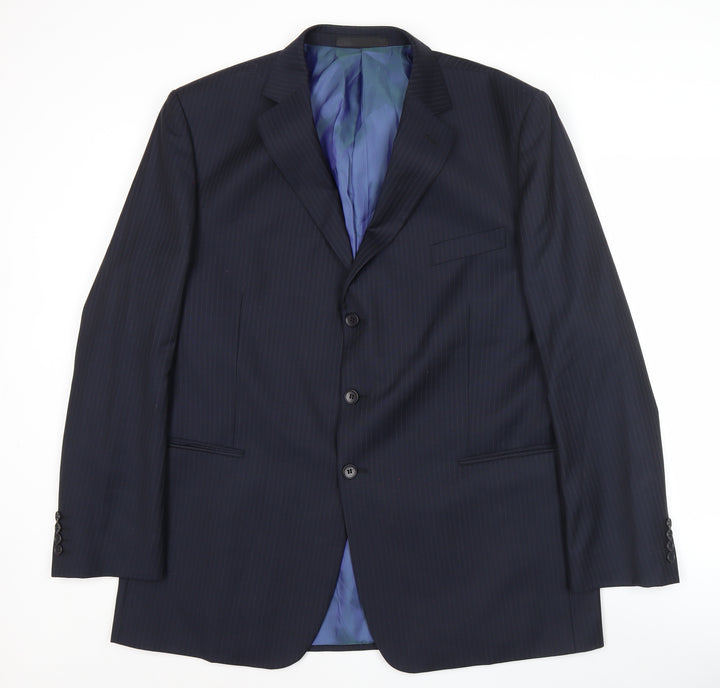 Marks and Spencer Men's Navy Pinstripe Wool Blend Suit Jacket 46L