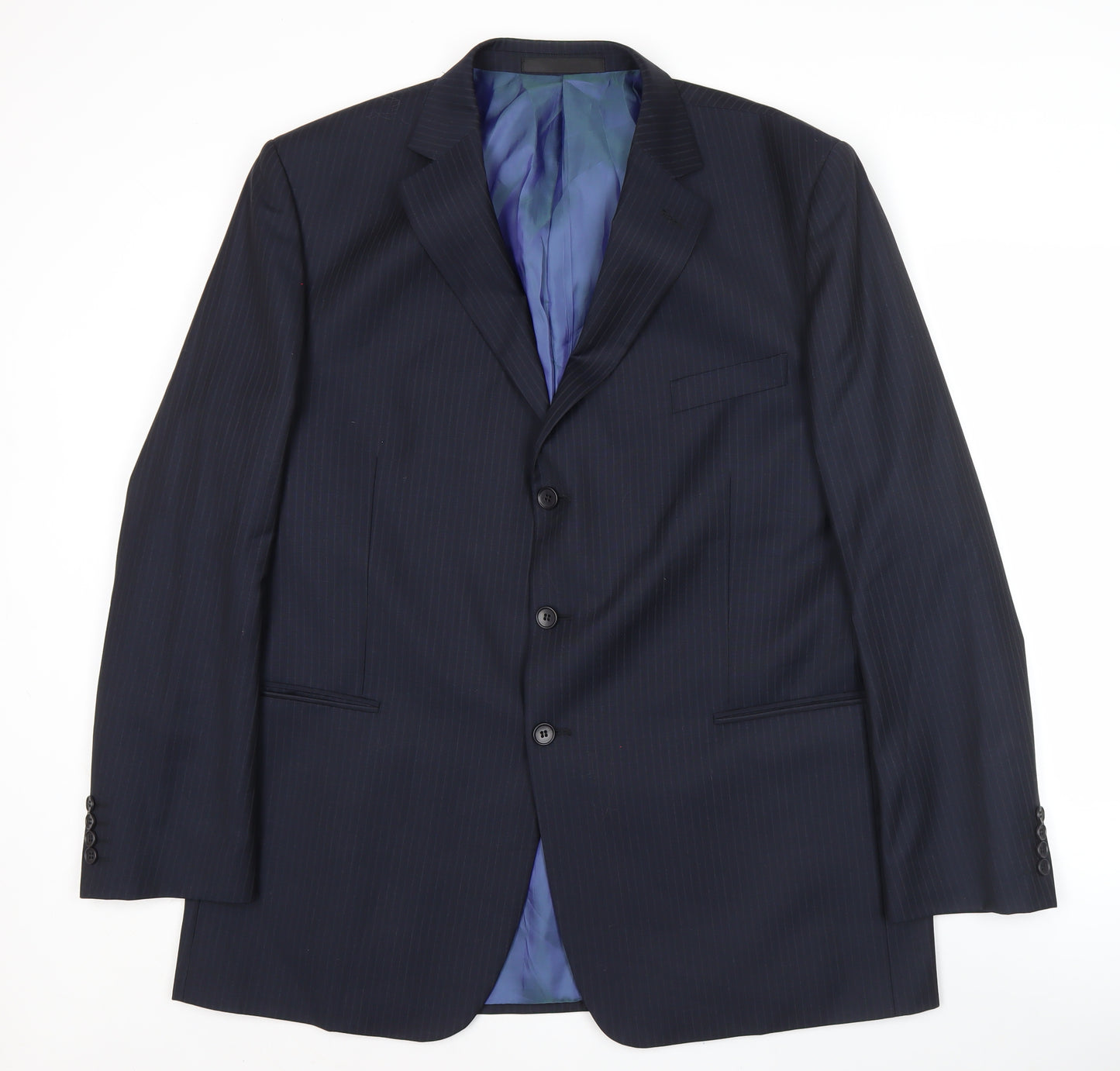 Marks and Spencer Men's Navy Pinstripe Wool Blend Suit Jacket 46L