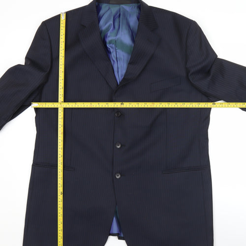 Marks and Spencer Men's Navy Pinstripe Wool Blend Suit Jacket 46L