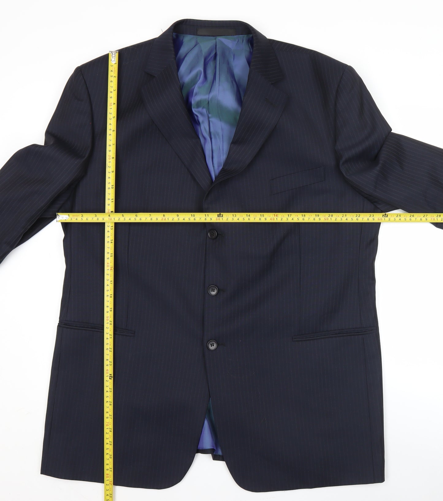 Marks and Spencer Men's Navy Pinstripe Wool Blend Suit Jacket 46L